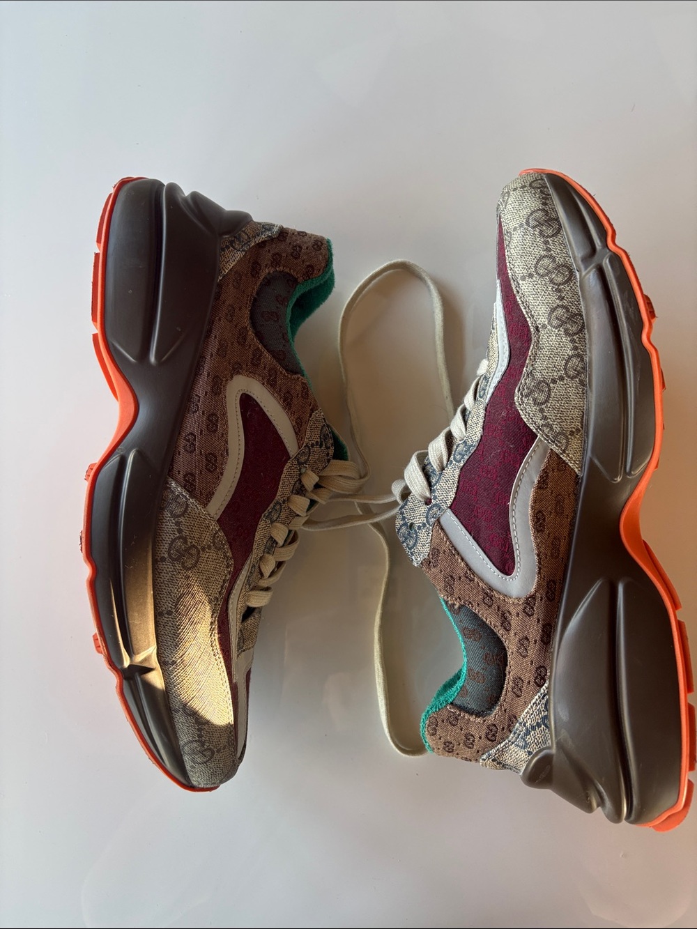Gucci Men's Multicolor GG-Print Runner with Orange Sole